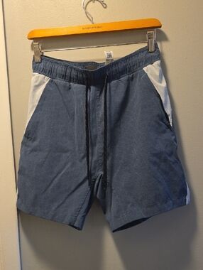 American Eagle Outfitters Blue Athletic Drawstring Shorts with White Panels